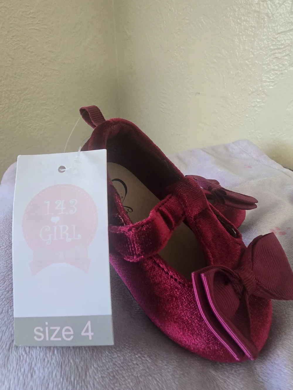 143 Girl Burgundy Velvet Slip-On Dress Shoes for Kids